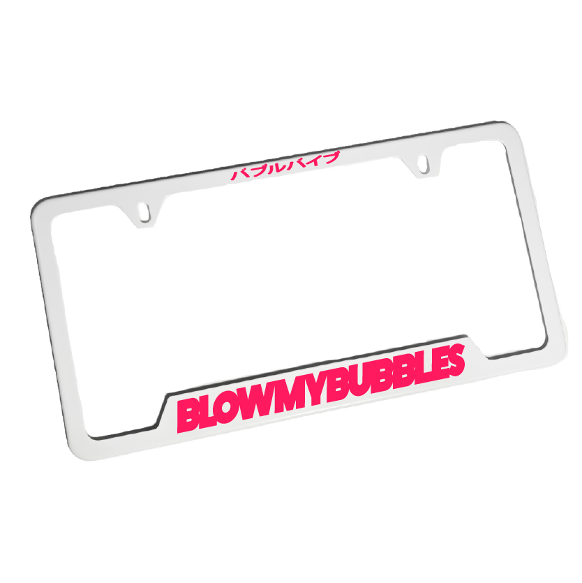 BMB. WHITE/NEON PINK PLATE FRAME
